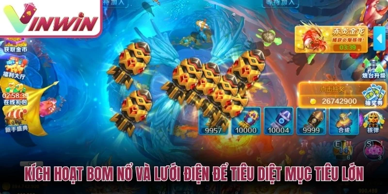 Kích hoạt bom nổ và lưới điện để tiêu diệt mục tiêu lớn