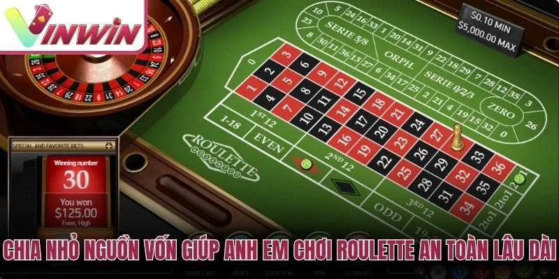 Chia nhỏ nguồn vốn giúp anh em chơi Roulette an toàn lâu dài