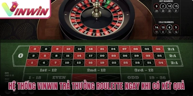 Hệ thống Vinwin trả thưởng Roulette ngay khi có kết quả