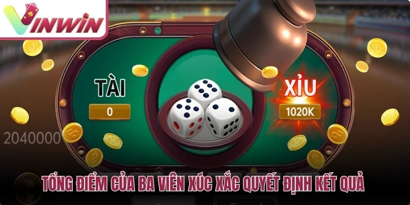 Tổng điểm của ba viên xúc xắc quyết định kết quả trong cách chơi tài xỉu