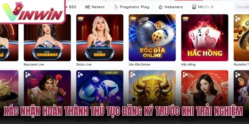 Xác nhận hoàn thành thủ tục đăng ký trước khi trải nghiệm game