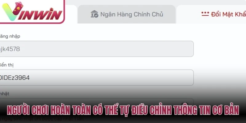 Người chơi hoàn toàn có thể tự điều chỉnh một số thông tin cơ bản